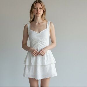 Show Me Your Mumu Cosmo Mini Dress White Sleeveless Cotton Gauze Size Small NEW